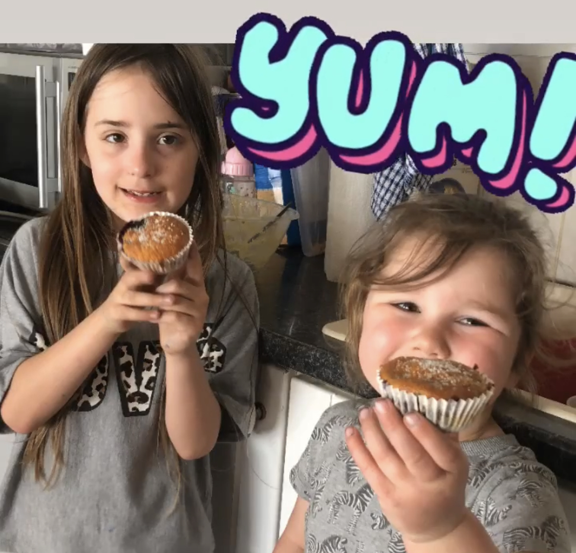 girls holding muffins