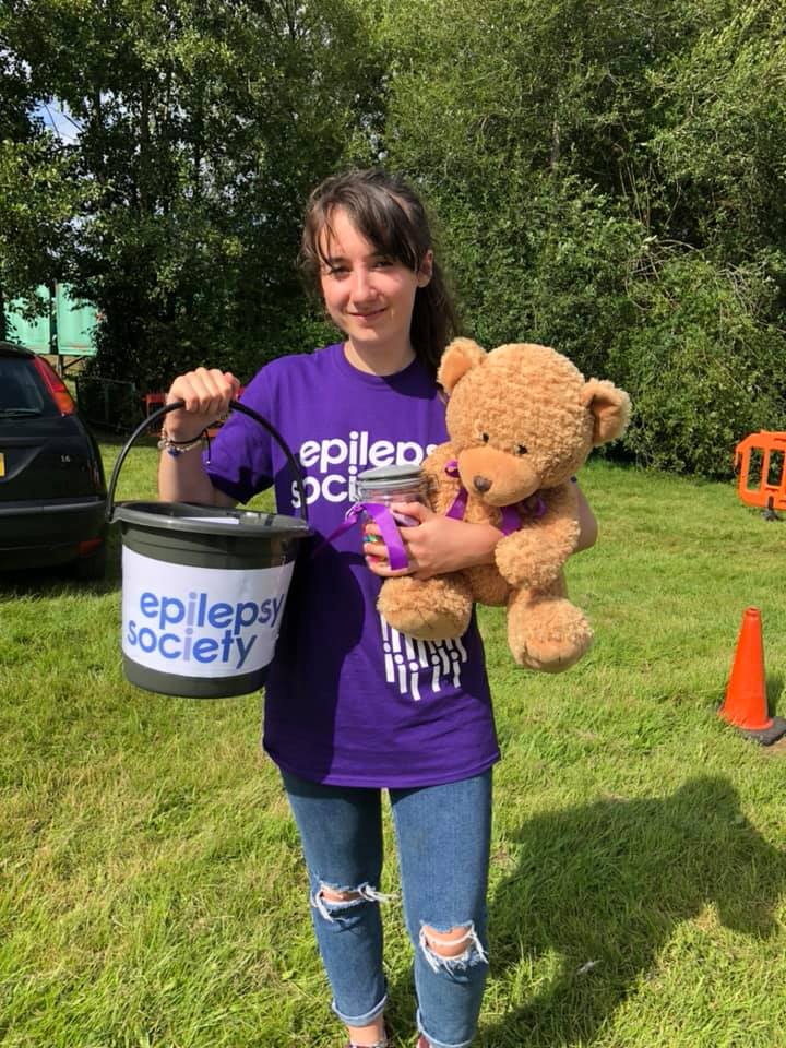 girl with epilepsy society t-shirt on fundraising 