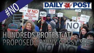 An anti-Traveller site demonstration in Wales