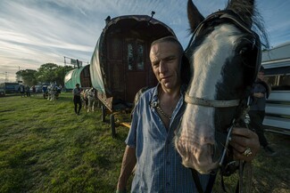 Romany Gypsies pull on to Glastonbury Festival