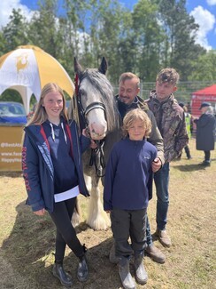 Vet's Champion and Best at Appleby winner Grace with owner Scott, Conor, Neive and Bobby