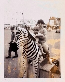 Chris Smith and a neighbours boy at the seaside in Barry, South Wales 1969