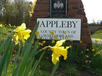 Appleby town sign Appleby Horse Fair