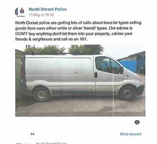 The offending post that was put up by North Dorset Police on their Facebook page