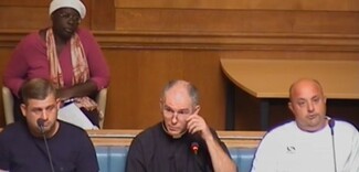 Reverend Jonathan Herbert and two residents speak at the council meeting