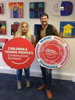 Charlotte Donaldson standing next to Scotlands childrens comissioner