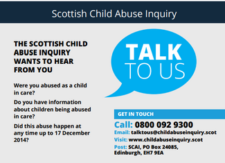 The Scottish Child Abuse Inquiry advert that will appear in the November Travellers’ Times Magazine
