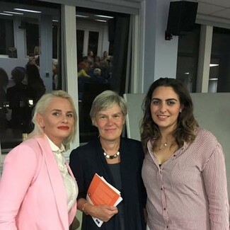 Nathalie Bennett, Kate Green MP and Ivy Manning at an FFT event Ivy organised in Brighton as part of Labour Fringe 2017 (c) FFT