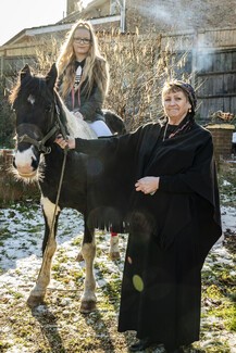 Ghost Gypsy: Granny (Betty Billington), Violet and Elvis the horse. Photograph: Owen Tucker