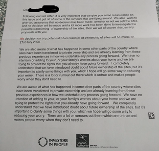 U-turn: Essex County Council letter to residents, dated 1st July, saying NO decision will be made on site sell-off on 21st July 