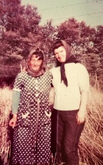 Chris Smith's mam and Doreen Scott Early 1970’s Yarkhill Farm, Herefordshire
