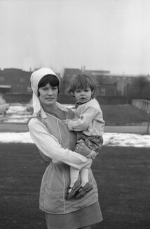 Mother and daughter outside. Early 1971. Barnsley. South Yorkshire. © KIERON FARROW.