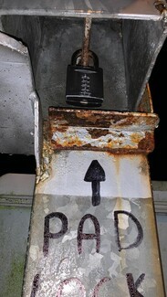 The rusty combination padlock – the ambulance crew and Rosina’s husband struggled to open it