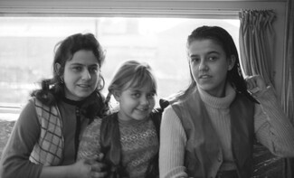 Three people. Young woman, young girl and teenager. Early 1971. Barnsley. South Yorkshire. © KIERON FARROW.