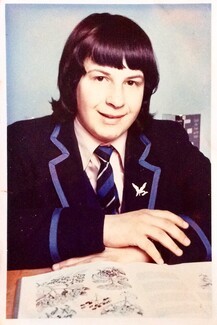 Chris Smith aged 13 in his school uniform 