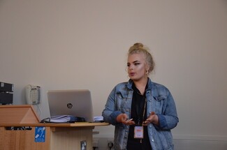 Charlotte Donaldson speaking about her experiences of being a Young Traveller in Scottish society. © Shannon MacDonald