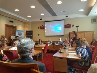 Ruby Smith delivering her speech in the Palace of Westminster 