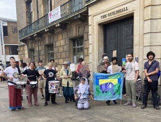 Outside the Guildhall the final Full Council Meeting before October. Credit Cait Findlay)