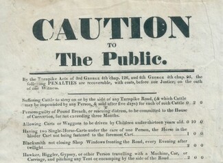 One of the many Turnpike Acts fining camping by the roadside – among other things – this one dates around the end of the 18th Century in the reign of King George IV. Today – in, the reign of King Charles III, you could get put in prison too. Image courtesy of Robert Dawson Collection - www.robertdawson.co.uk