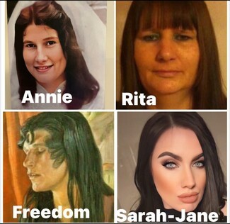 Collage of photos showing Annie, Rita, Freedom and Sarah - Jane