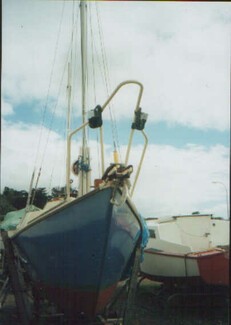 Bob Lovell built this 24' sailing dory at Little Shoal Bay boatyard in the 1990s