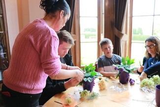 Boys making flowers 